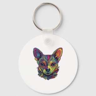 Chihuahua Abstract schilderij Kleur Leuke Hond Sleutelhanger