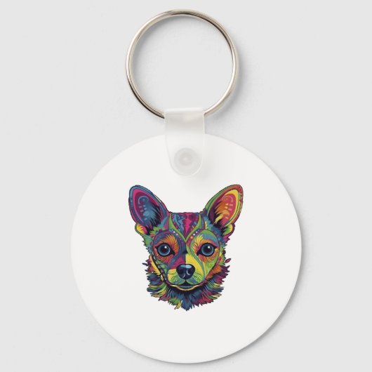 Chihuahua Abstract schilderij Kleur Leuke Hond Sleutelhanger (Voorkant)