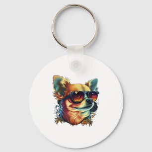 Chihuahua Abstract schilderij Kleur Leuke Hond Sleutelhanger
