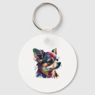 Chihuahua Abstract schilderij Kleur Leuke Hond Sleutelhanger