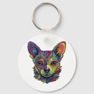 Chihuahua Abstract schilderij Kleur Leuke Hond Sleutelhanger