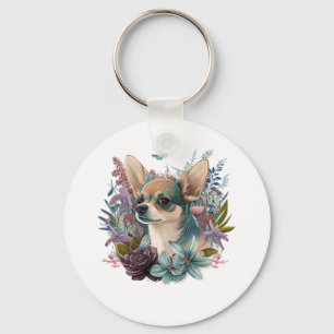 Chihuahua Abstract schilderij Kleur Leuke Hond Sleutelhanger