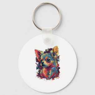 Chihuahua Abstract schilderij Kleur Leuke Hond Sleutelhanger