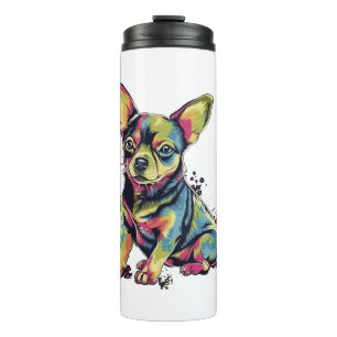 Chihuahua Abstract schilderij Kleur Leuke Hond Thermosbeker
