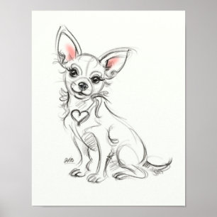 Chihuahua Art print Snelle schets