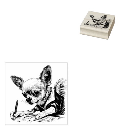 Chihuahua Artist Nr. 2 Rubber Stamp Rubberstempel (Gestempeld)