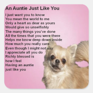 Chihuahua Auntie Poem Vierkante Sticker