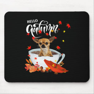 Chihuahua Autumn Dog en koffie Herfst Thanksgiving Muismat