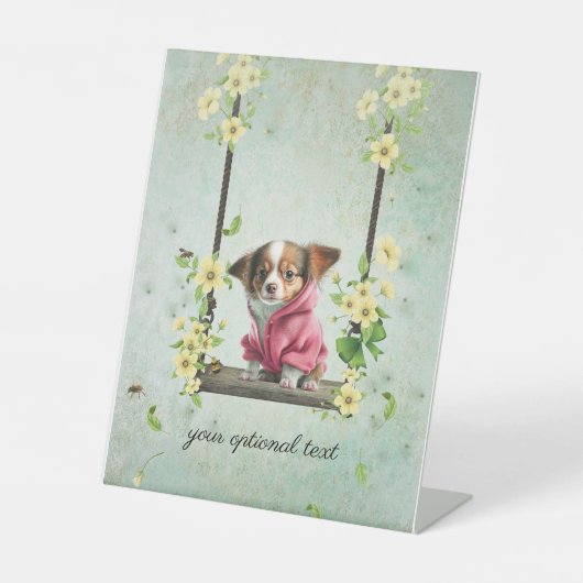 Chihuahua aux cheveux longs sur le panneau à aile (Recto)