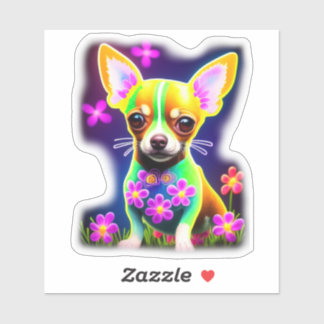 Chihuahua avec autocollant de fleurs