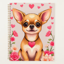 Chihuahua avec motif de cœur et éléments floraux