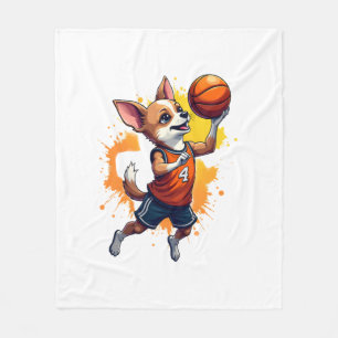Chihuahua Basketbal Speler Sport Dunk Kopie Fleece Deken