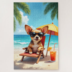 Chihuahua Beach Lounge Scene Legpuzzel