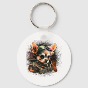 Chihuahua Biker Motorcycle Riding Dog Dad Sleutelhanger