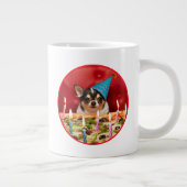 Chihuahua Birthday Pizza Pie Extra Grote Beker (Rechts)