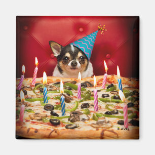 Chihuahua Birthday Pizza Pie Magneet
