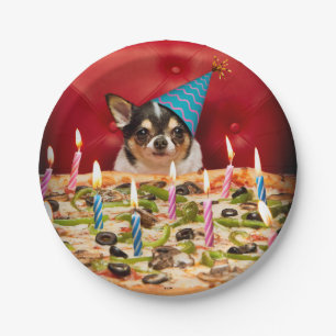 Chihuahua Birthday Pizza Pie Papieren Bordje