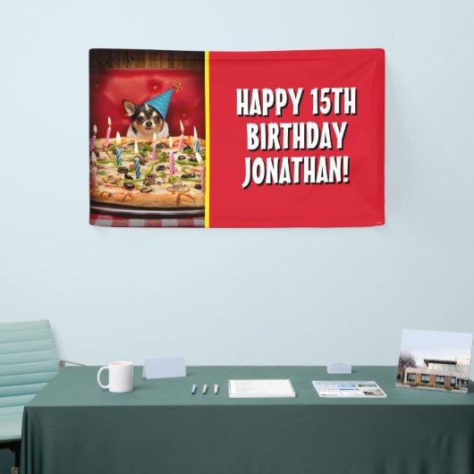Chihuahua Birthday Pizza Pie Spandoek (Beurs)