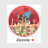 Chihuahua Birthday Pizza Pie Sticker (Vel)