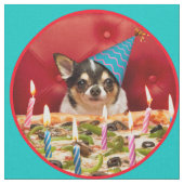 Chihuahua Birthday Pizza Pie Stof (Close Up)