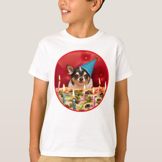 Chihuahua Birthday Pizza Pie T-shirt (Voorkant)