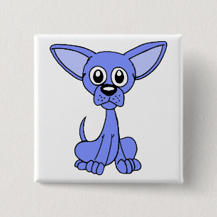 Chihuahua Blue Vierkante Button 5,1 Cm