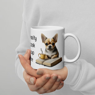 Chihuahua Boek Koffie Thee Lezen Ochtend Koffiemok