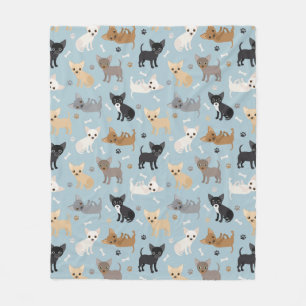 Chihuahua Botten en Paws Blue Fleece Blanket Deken