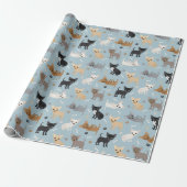 Chihuahua Botten en paws Blue Wrapping Paper Cadeaupapier (Uitgerold)