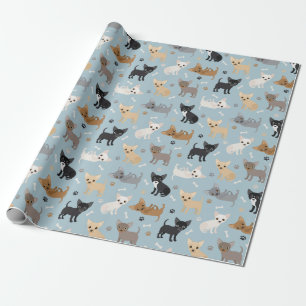 Chihuahua Botten en paws Blue Wrapping Paper Cadeaupapier