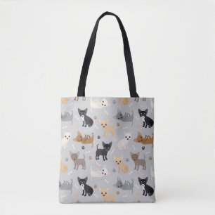 Chihuahua Botten en Paws Gray Canvas tas