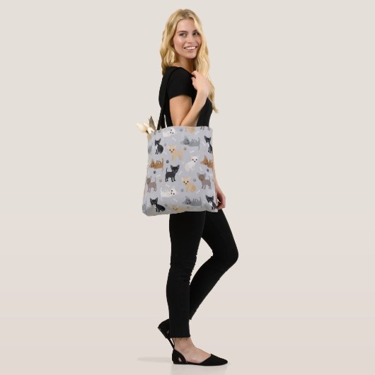 Chihuahua Botten en Paws Gray Canvas tas (Op model)