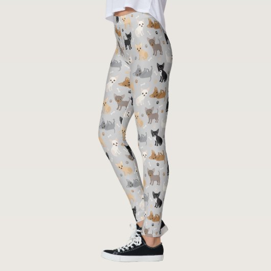 Chihuahua Botten en Paws Gray Leggings (Links)