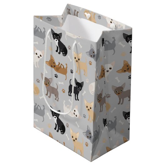 Chihuahua Botten en Paws Gray Medium Gift Bag Medium Cadeauzakje