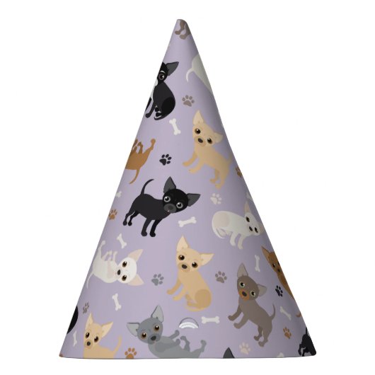 Chihuahua Botten en Paws Paars Feesthoedjes (Rechts)