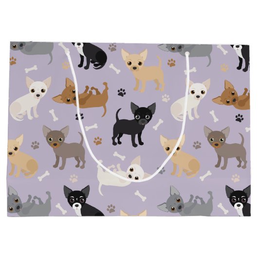 Chihuahua Botten en Paws Paars Groot Cadeauzakje (Achterkant)