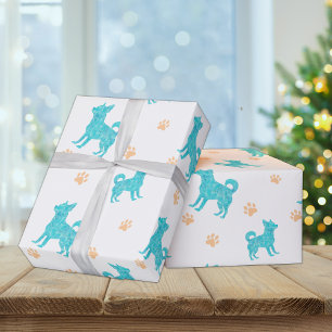 Chihuahua-cadeaupapier Minimalistisch pastelblauw Cadeaupapier