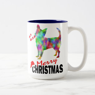 Chihuahua & Candy Cane Prettig Kerst Koffiemok Tweekleurige Koffiemok