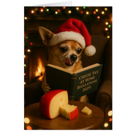 Chihuahua 'Cheese Tax' Christmas card (Devant)