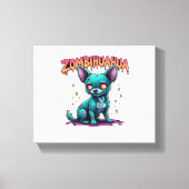Chihuahua Chi Chichi Chiwawa Zombie Dog Halloween Canvas Afdruk (Voorkant)