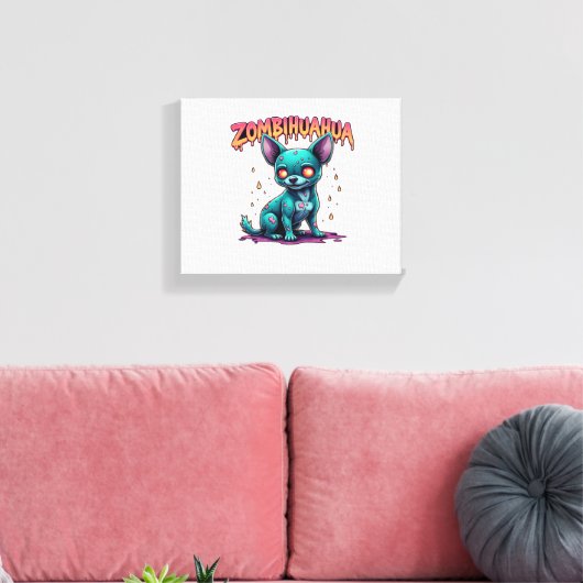 Chihuahua Chi Chichi Chiwawa Zombie Dog Halloween Canvas Afdruk (Insitu (Woonkamer))
