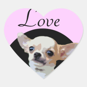 Chihuahua Chien amour autocollants coeur