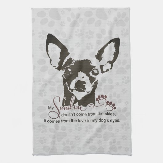 Chihuahua Chien Mon Serviette Gris Soleil (Vertical)