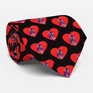 Chihuahua Chien Red Valentine's Day Heart Cravate
