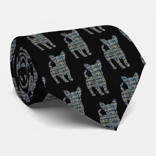 Chihuahua Chien Yellow & Blue Gridlines Cravate no (Roulé)