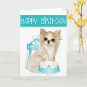 Chihuahua Chig joyeuse carte de voeux d'anniversai (Fleur jaune)