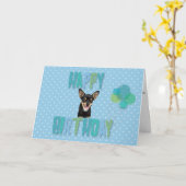 Chihuahua Chig joyeuse carte de voeux d'anniversai (Fleur jaune)
