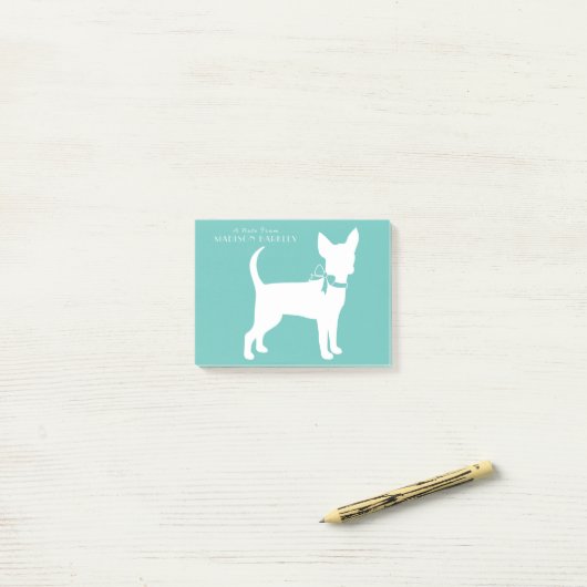 Chihuahua Chip Chiot Notes post-it (Sur un bureau)