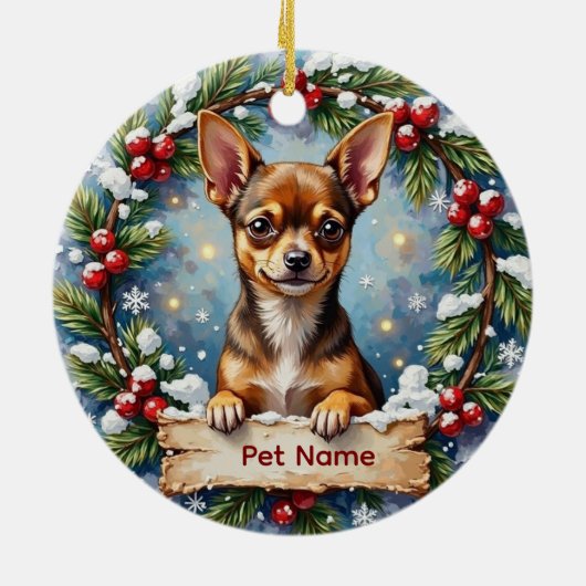 Chihuahua Christmas Keramisch Ornament (Achterkant)