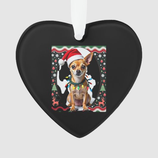 Chihuahua Christmas Santa Ugly Sweater Dog Lover X Ornament (voorkant)